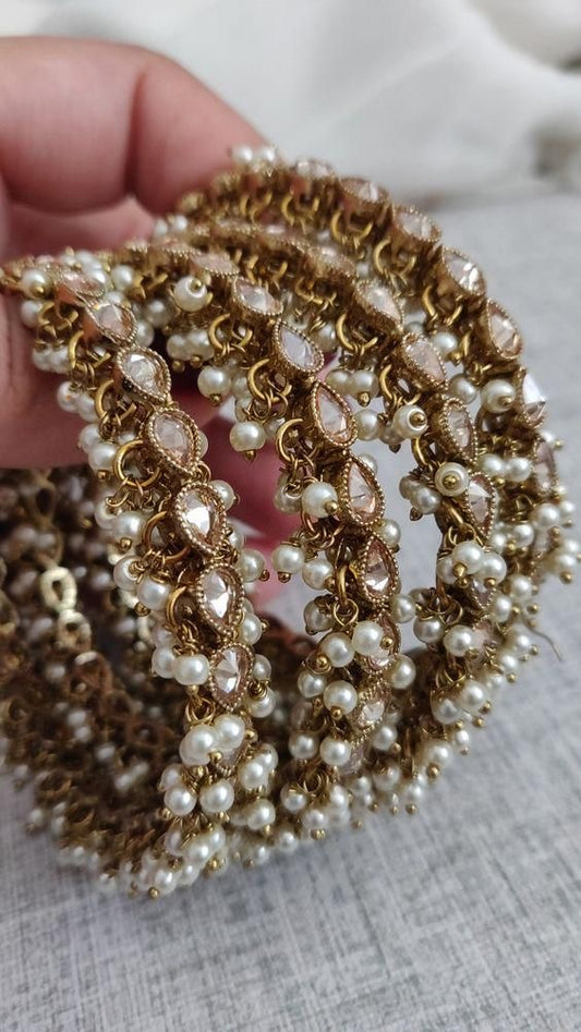 Pearl Kundan Bangle Set
