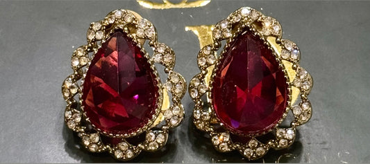 Red Colored Tear Drop Shaped Studs