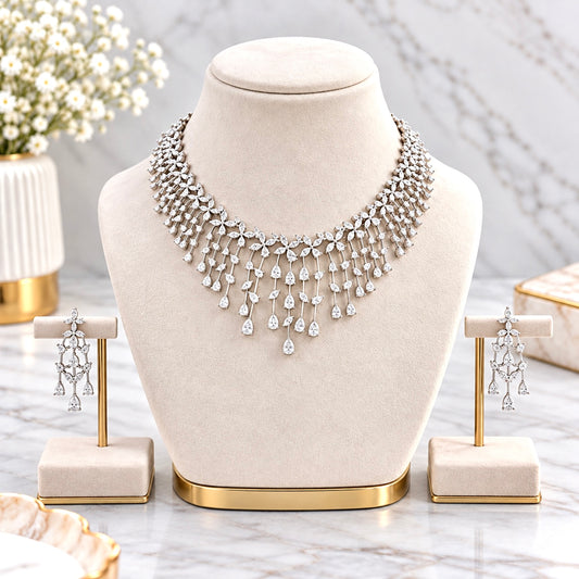 Aisha Necklace Set in American Diamond