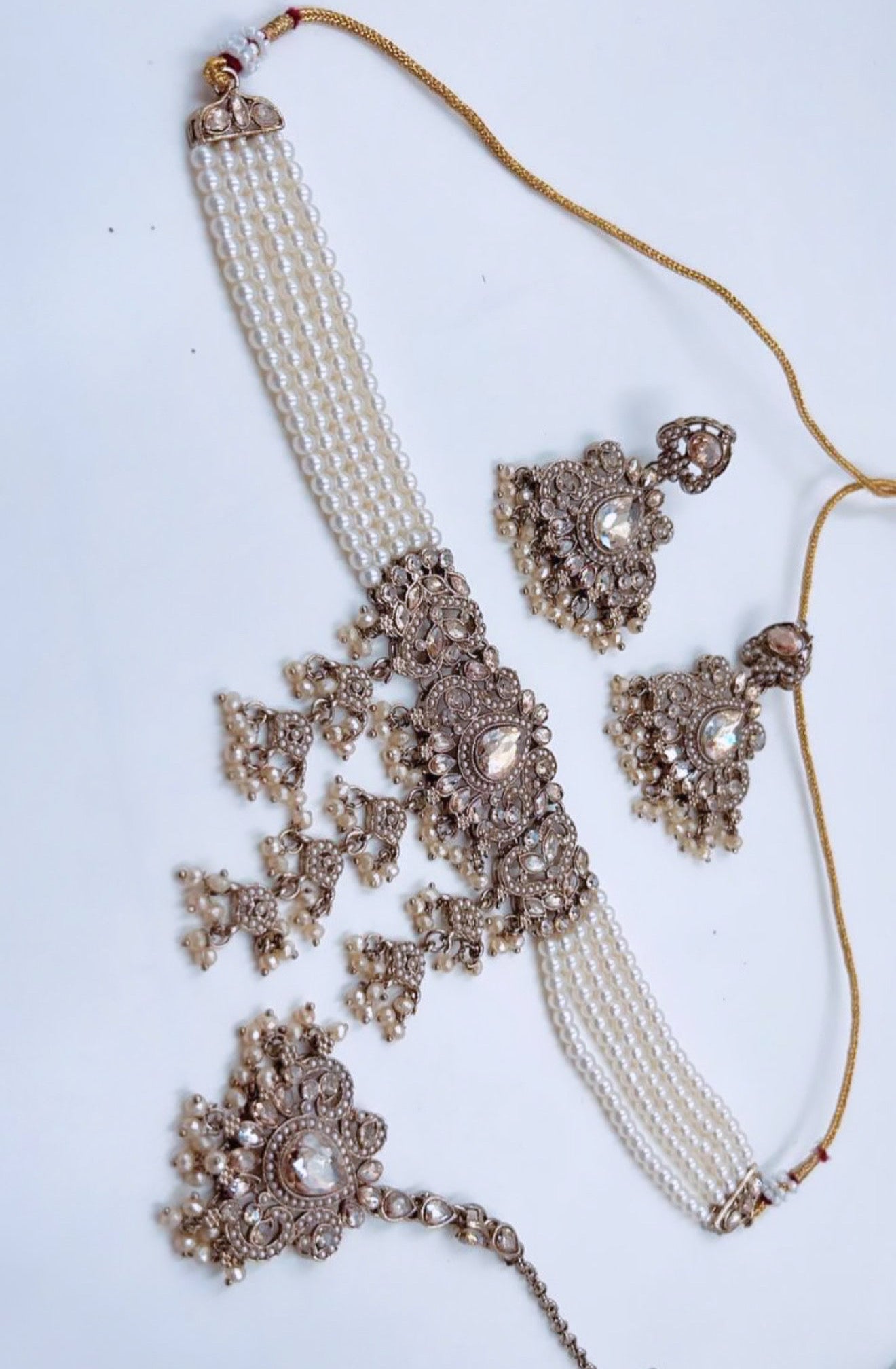 Waterfall Golden Pearl Necklace Set