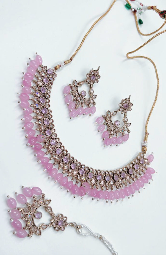Pink Polki Necklace Set