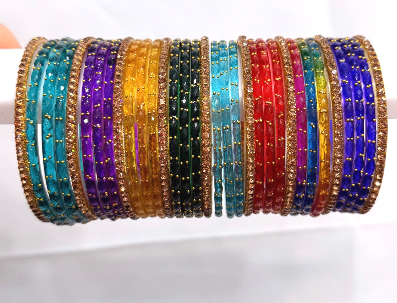 Multi Color Glass Bangle Set