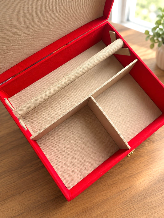 Red Velvet Zardozi Work Bangle & Jewelry Box