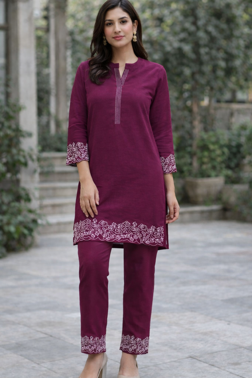 Woolen Embroidered Cord Set