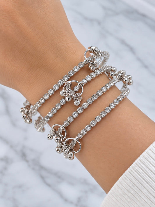 Preeti Silver Sparkle Kashmiri Ghungroo Bangle Set of 4 Bangles