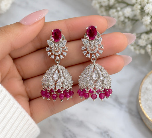 Jasmine Cubic Zirconia Jhumkis