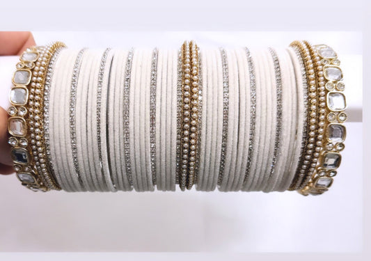 Off white Velvet Bangle Set
