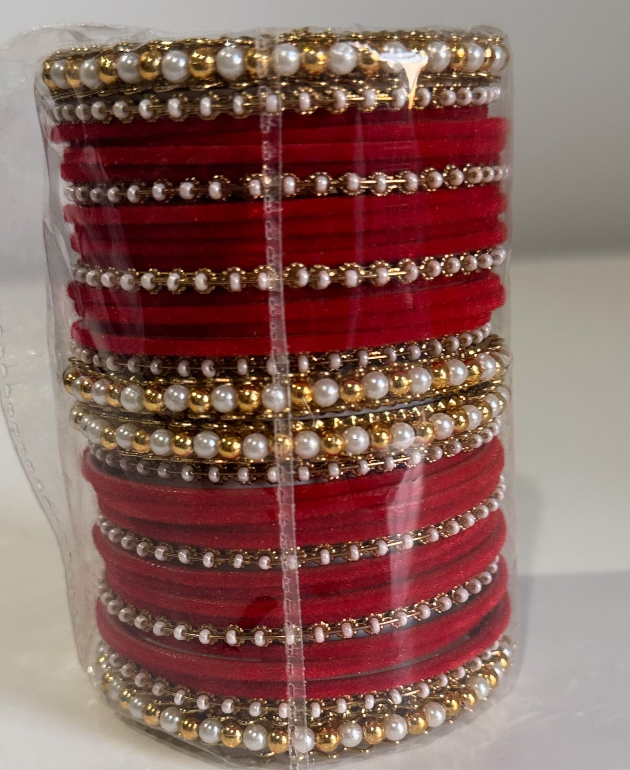 Red and Golden Bangle Set