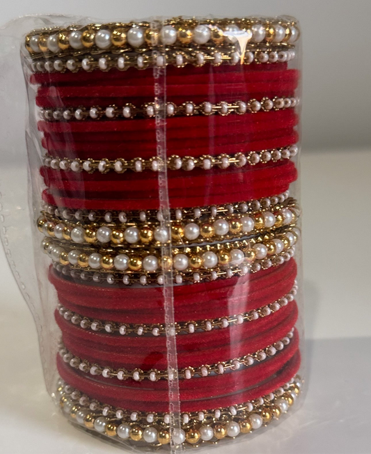 Red and Golden Bangle Set