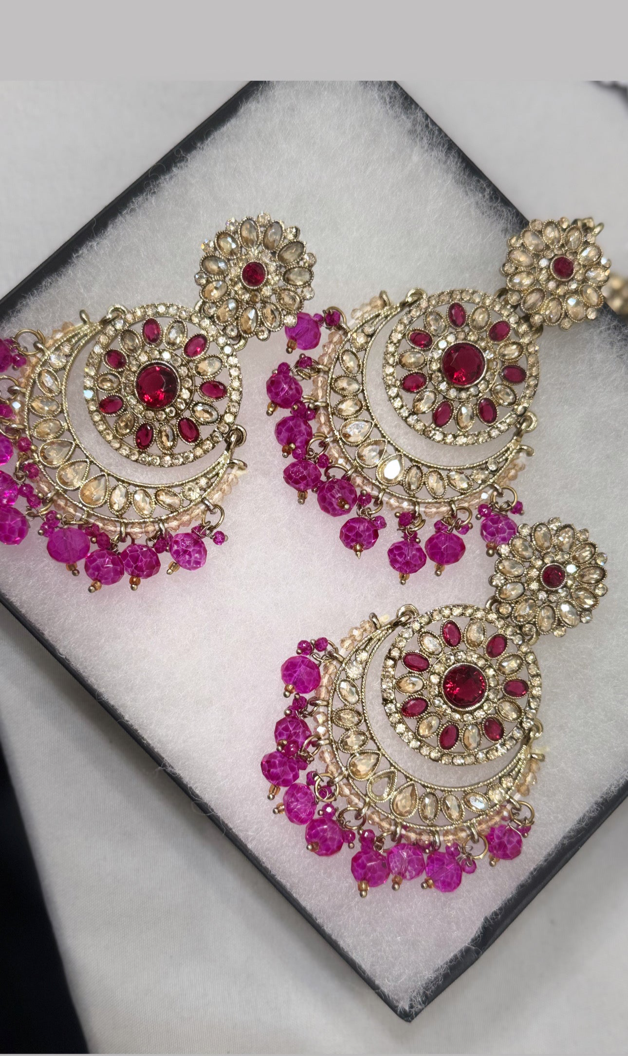 Pink and Gold Earrings and Tikka Set
