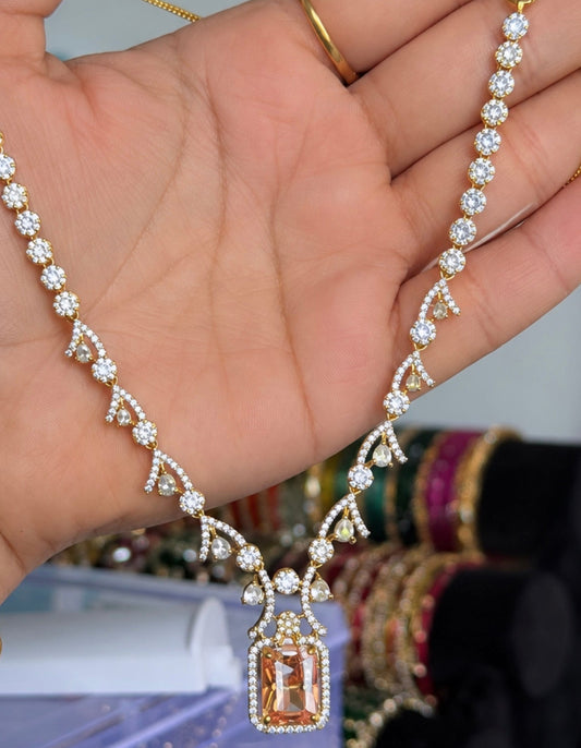 Khushi Sleek AD Necklace Set