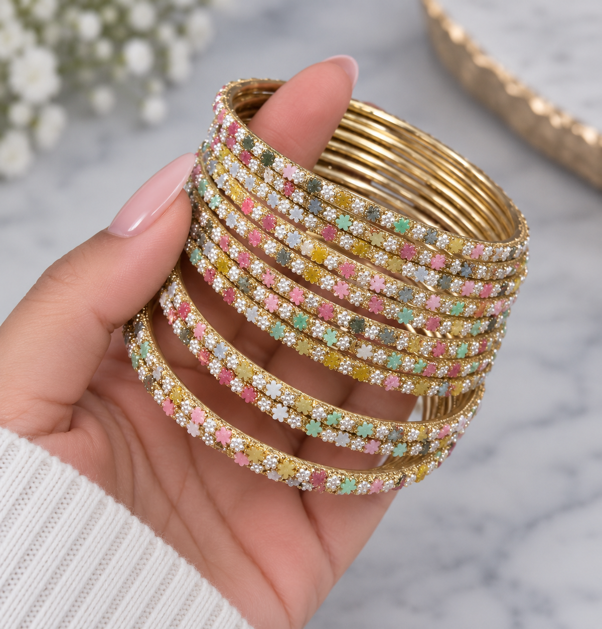 Pastel Colored Glass Bangles-One Dozen