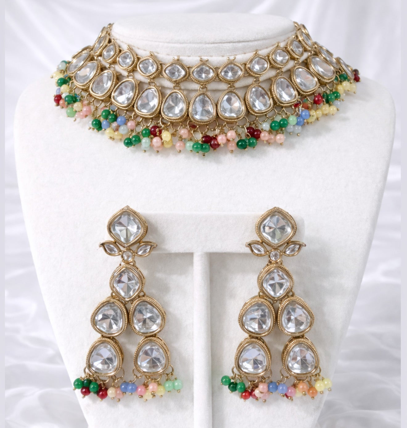 Mannat Multi Color Kundan & Polki Necklace Set