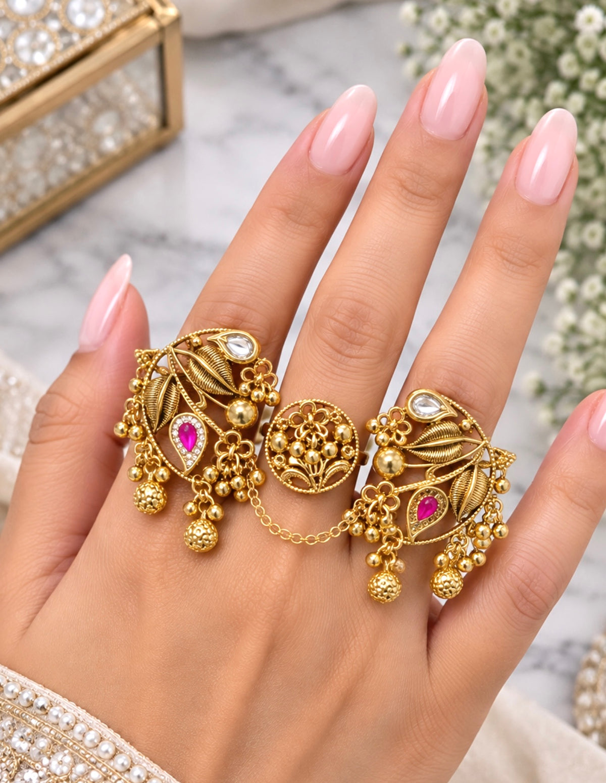 Heritage Style Two Ringer Ring With Ghungroos
