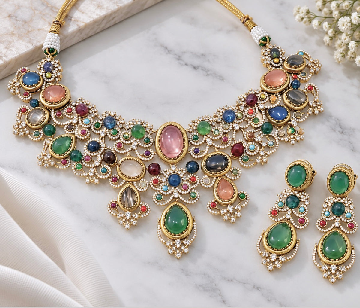 Sabya Inspired Premium Necklace Set-Back in Stock