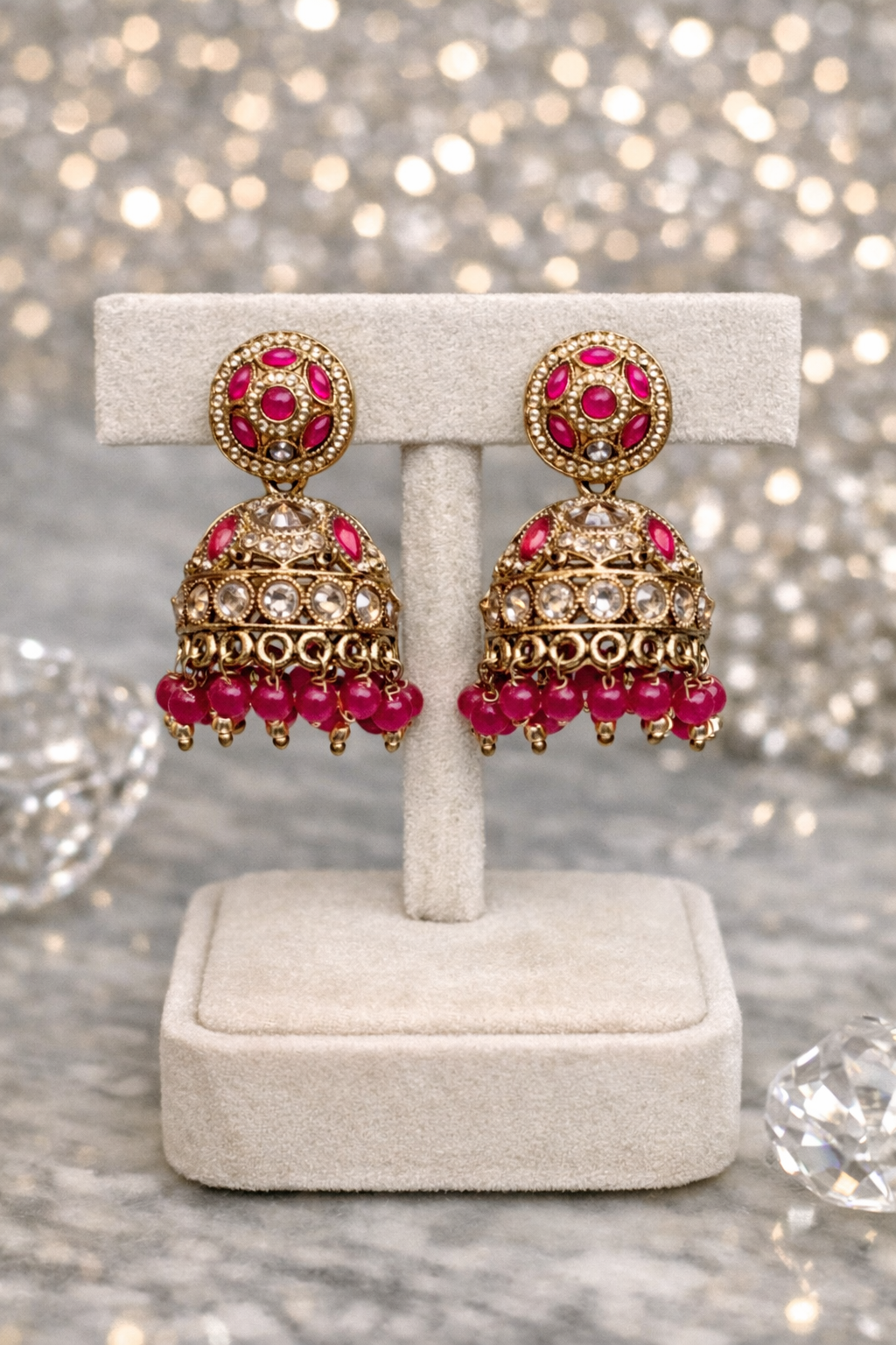 Roshni Magenta Jhumkis