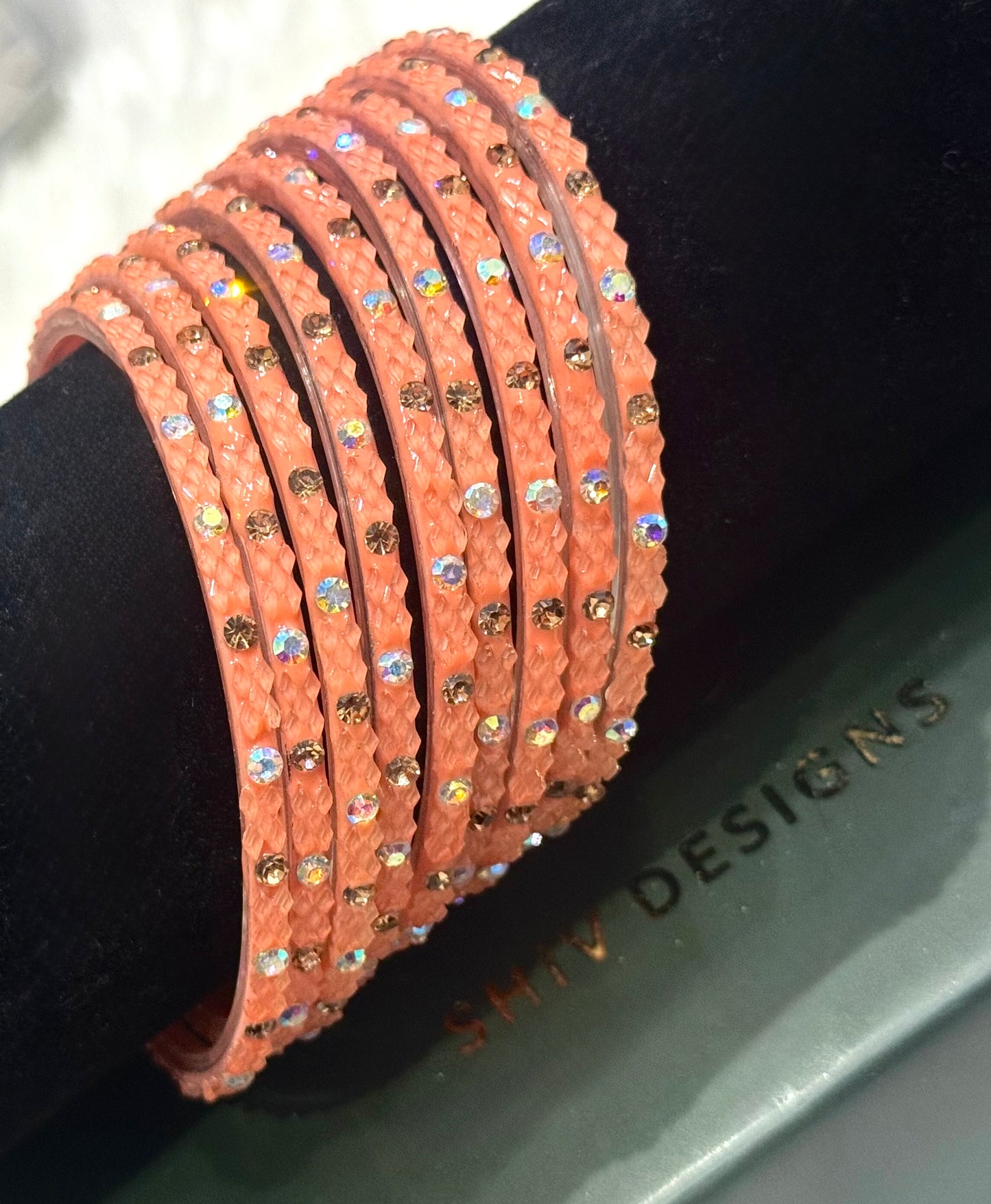 Orange Colored Glass Bangle Set