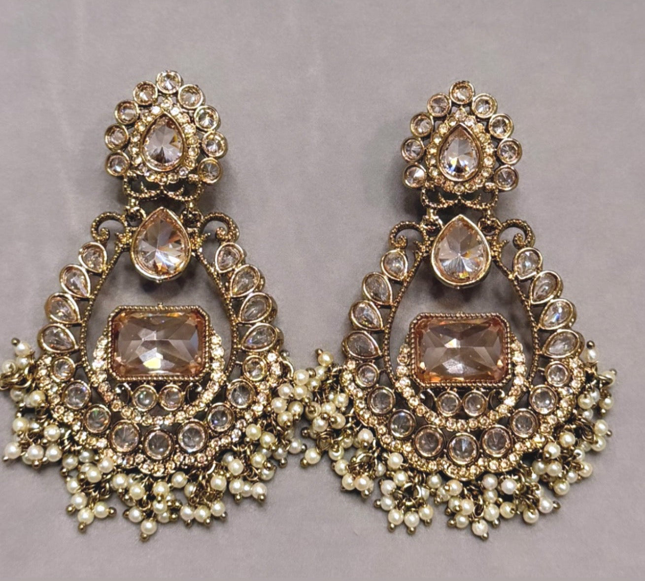 Crystal & Polki Style Earrings