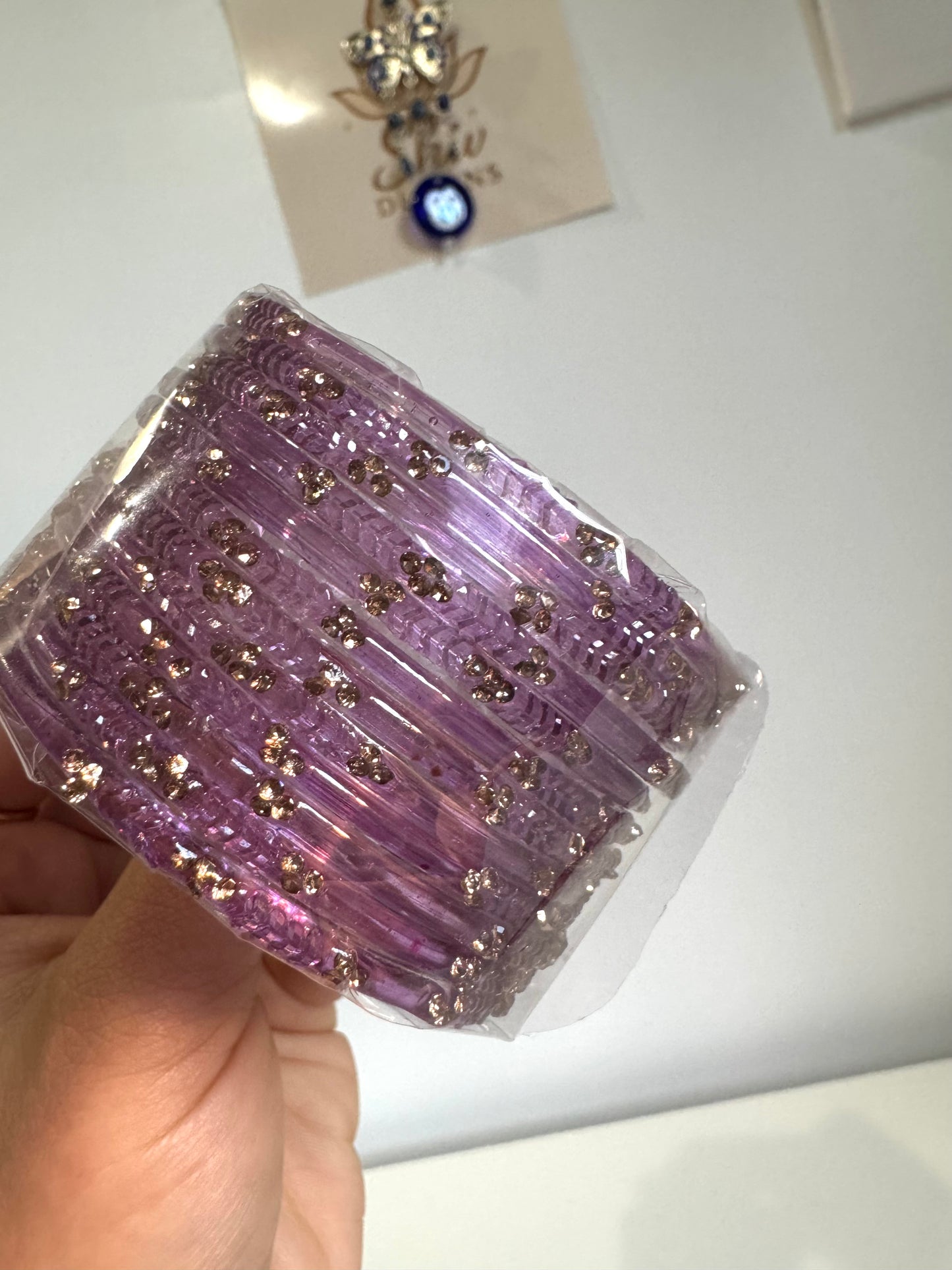 Light Purple glass Bangle Set