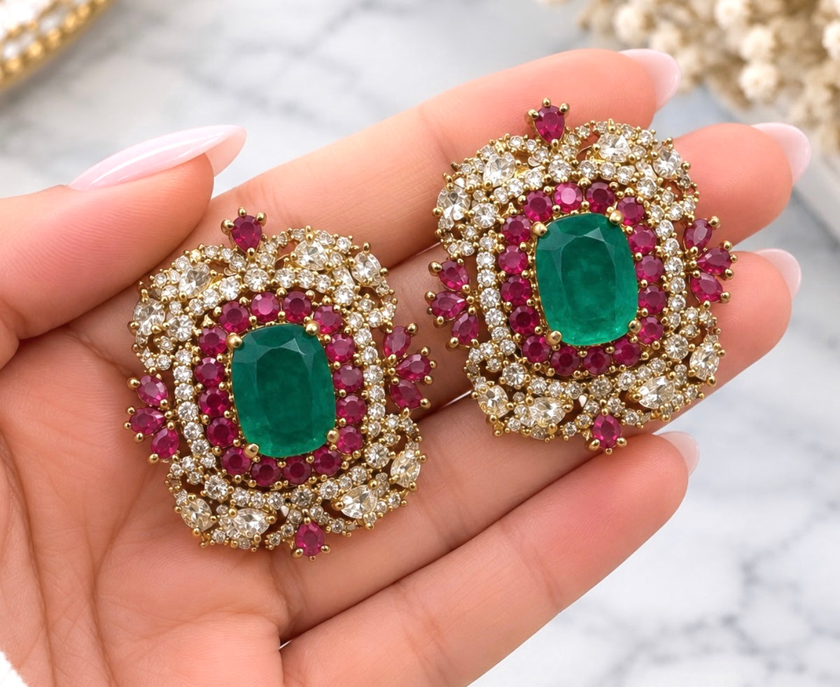 Richa Oversized Doublet Stone Studs