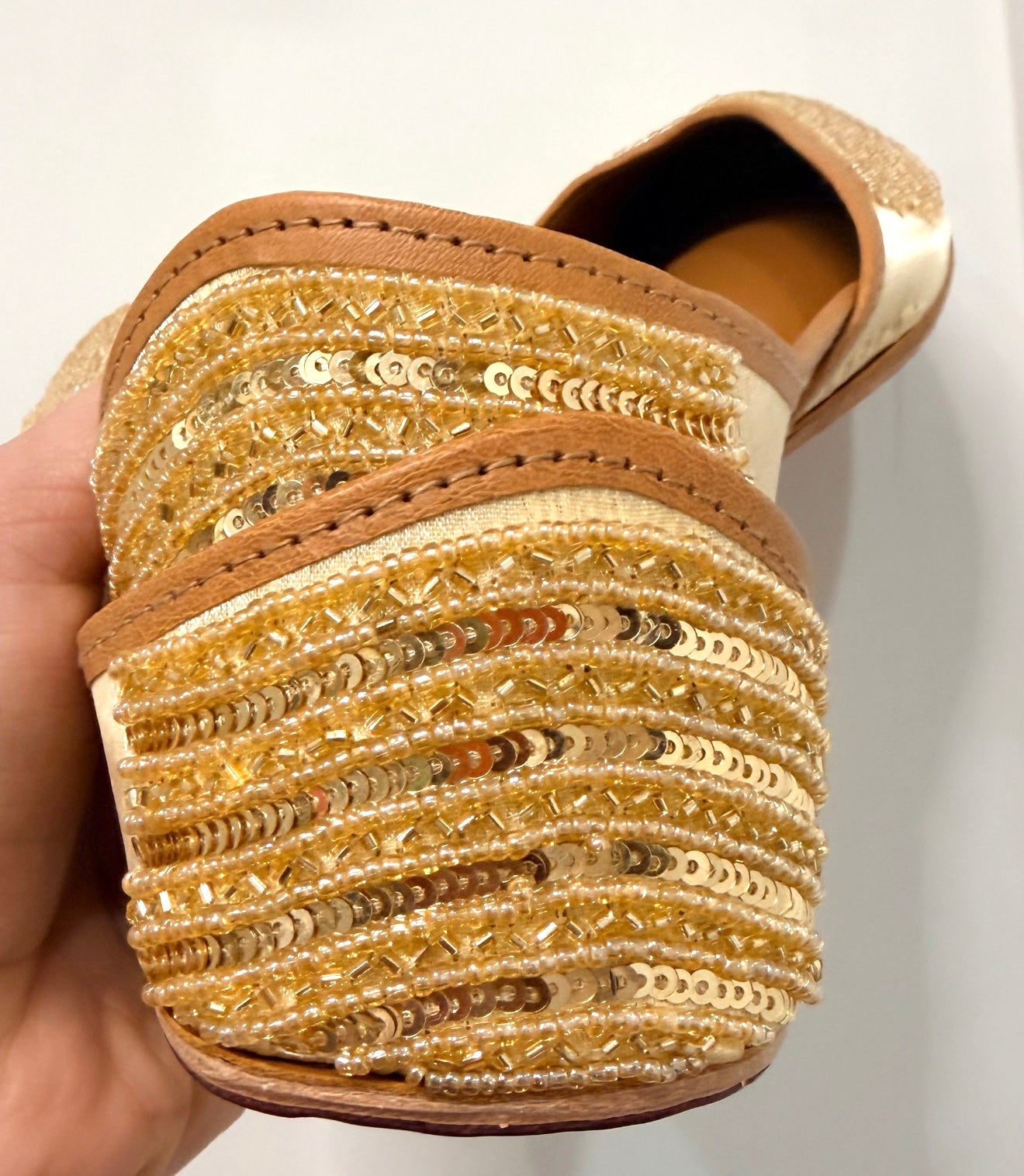 Golden Sequined Punjabi Jutti