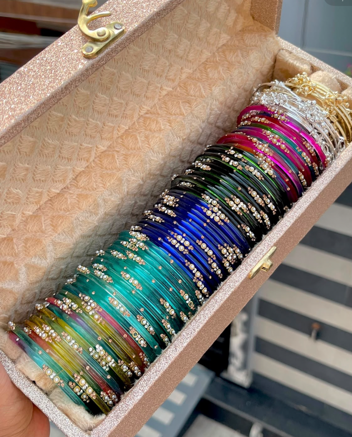 Bani Glass Bangles Box With Kashmiri Bangles + Storage Box