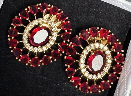 Red & Golden Earrings Studs