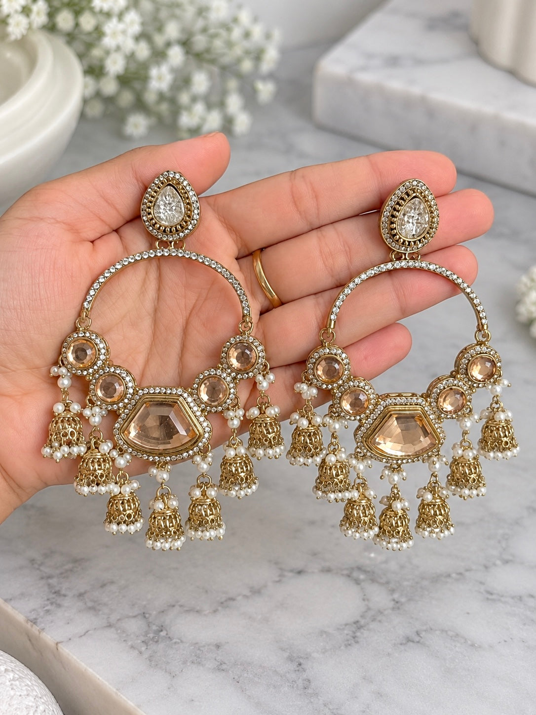 Noor Pearl Chandbali Earrings