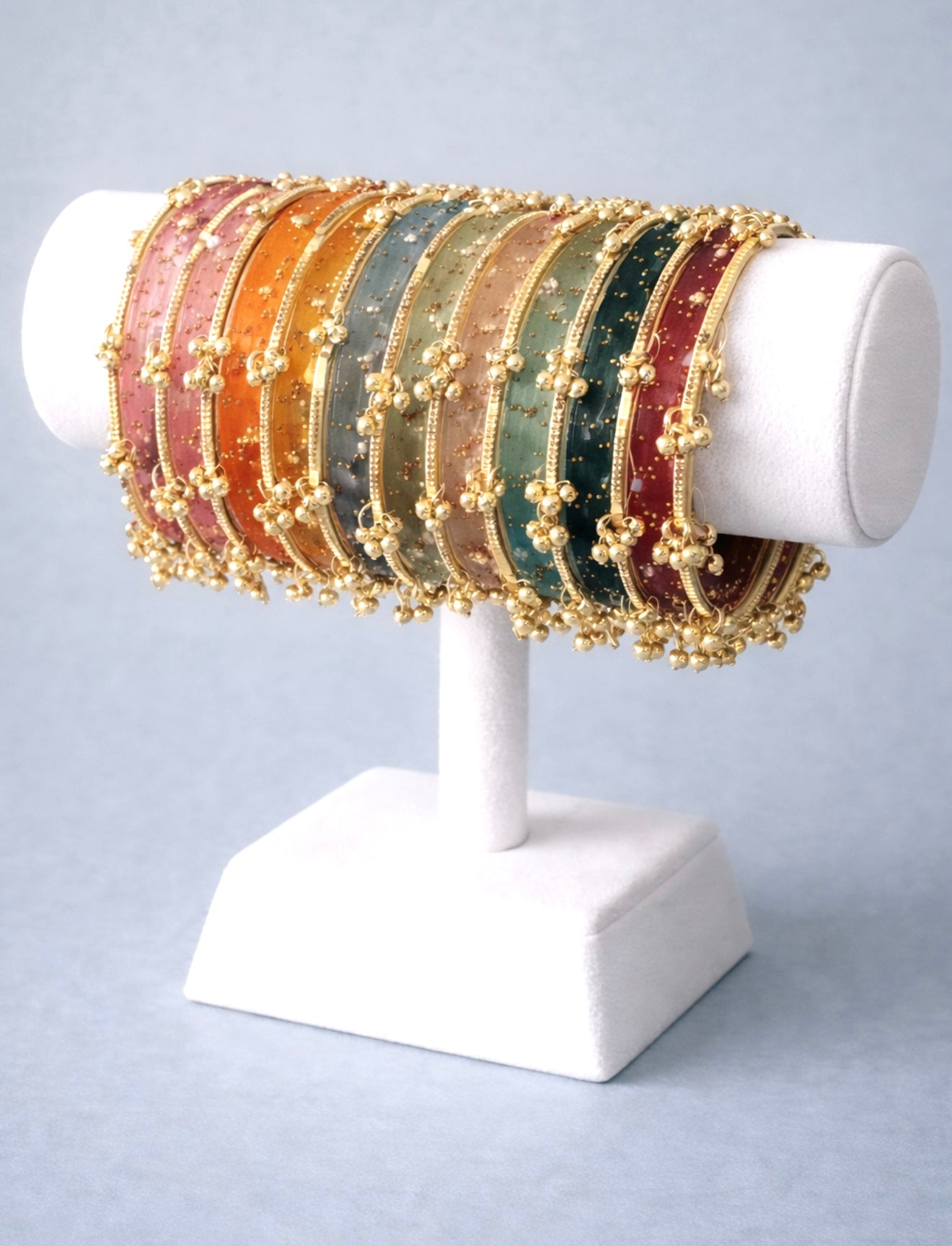 Glass Kashmiri Multi Color Bangle Set