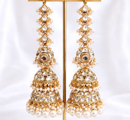 Sahara Style Double Layered Kundan Earrings