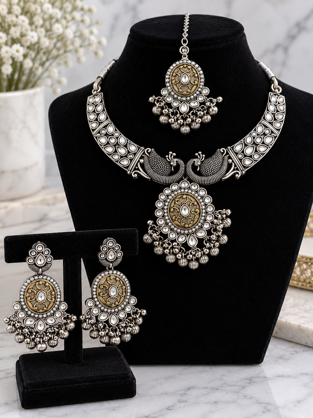 Simran Oxidized Necklace Set