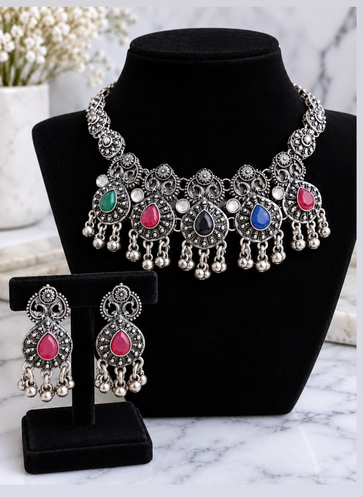 Simran Oxidized Necklace Set
