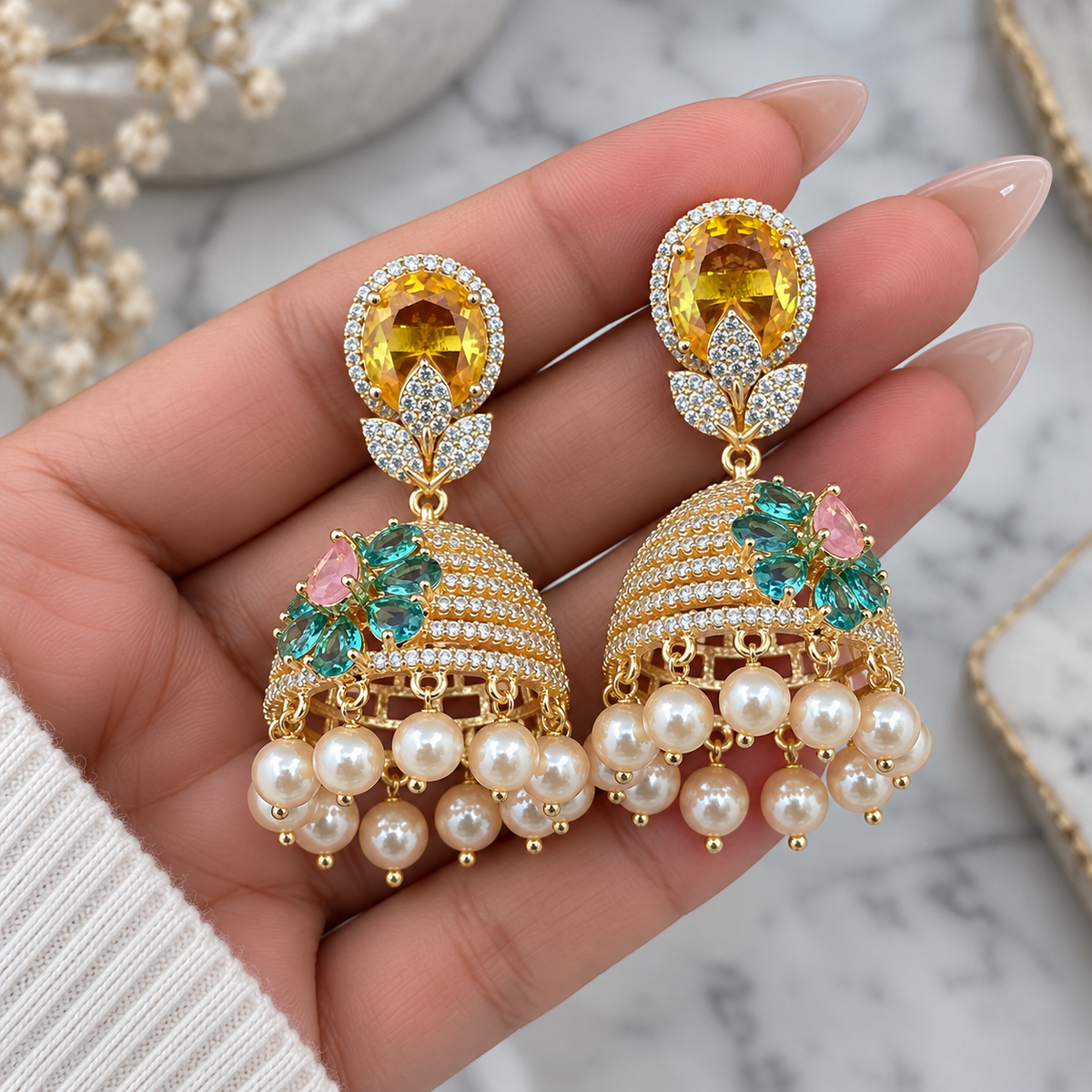 Hazoori Laal Inspired Jhumkis