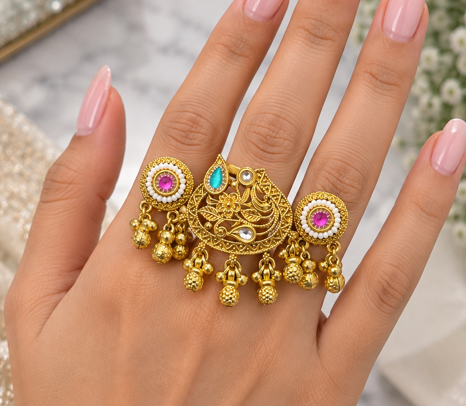 Heritage Style Two Ringer Ring With Ghungroos