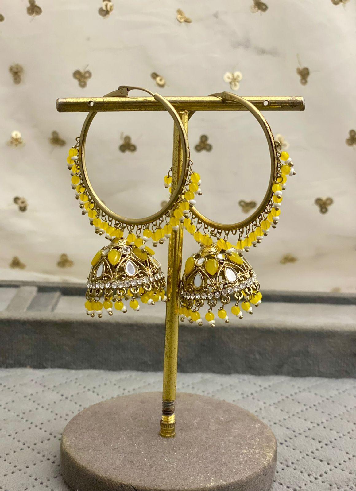 Alia Jhumkis in Yellow