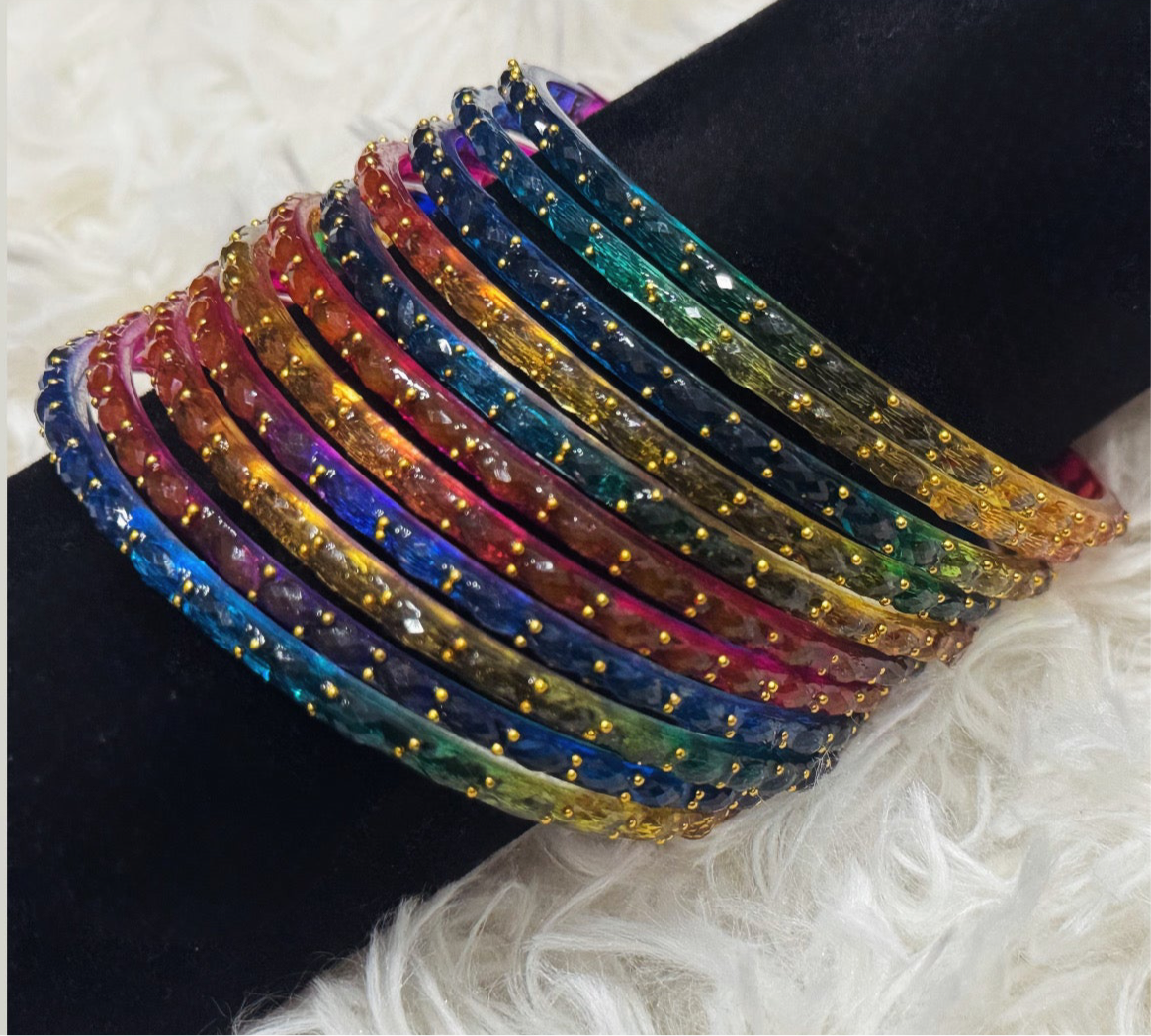 Multi Colored Glass Bangle Set