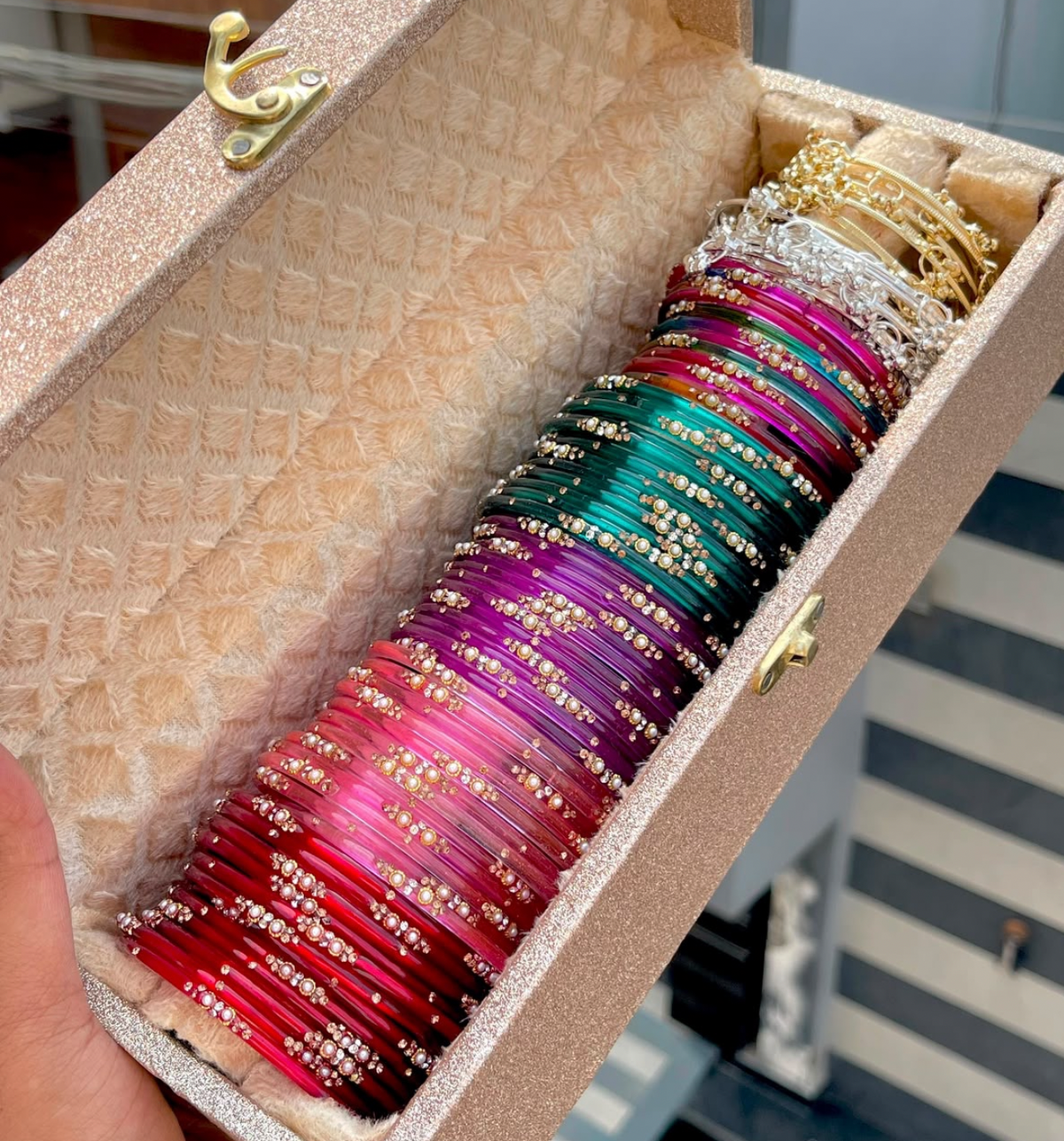 Bani Glass Bangles Box With Kashmiri Bangles + Storage Box