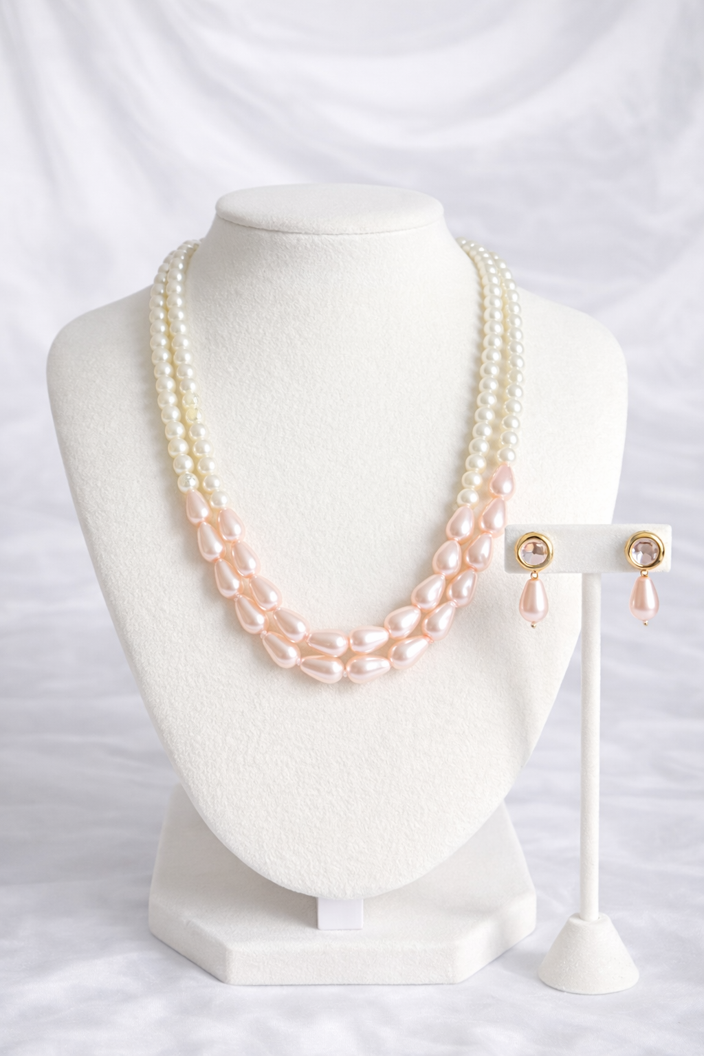 Pearl Long Necklace Set with Earrings