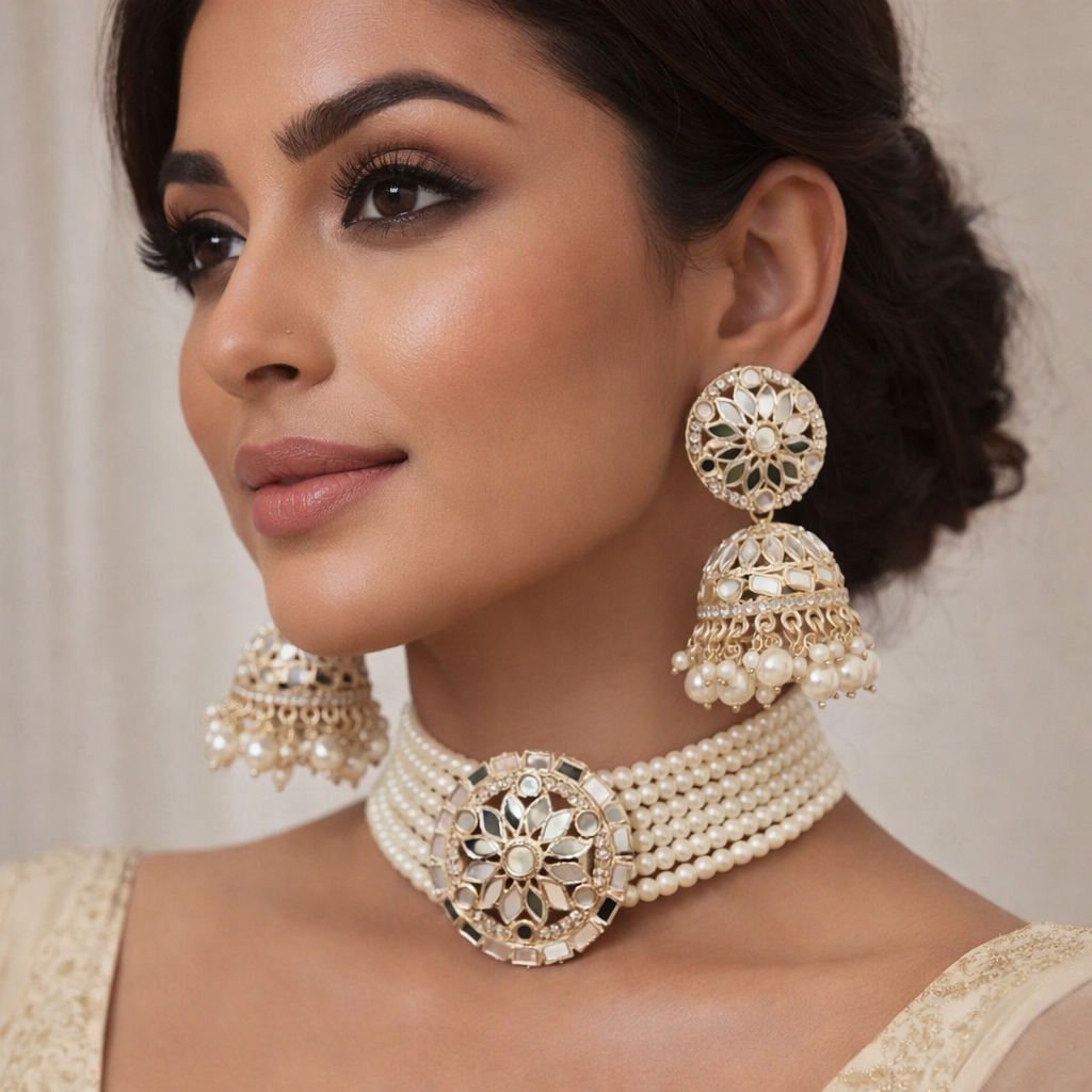 Pearl Mirror Style Choker Set