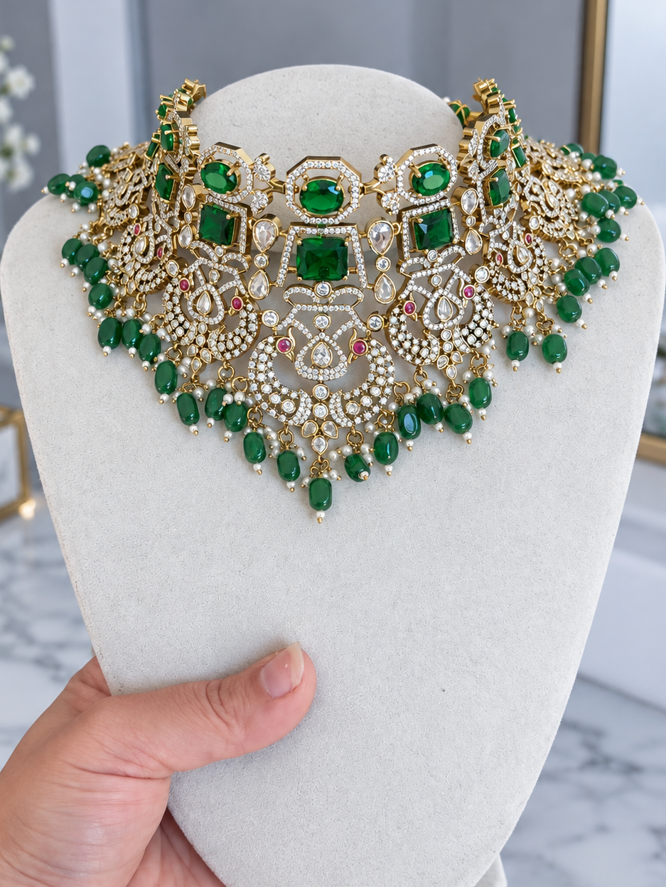 Saanjh Semi Bridal Premium Victorian Style Necklace Set
