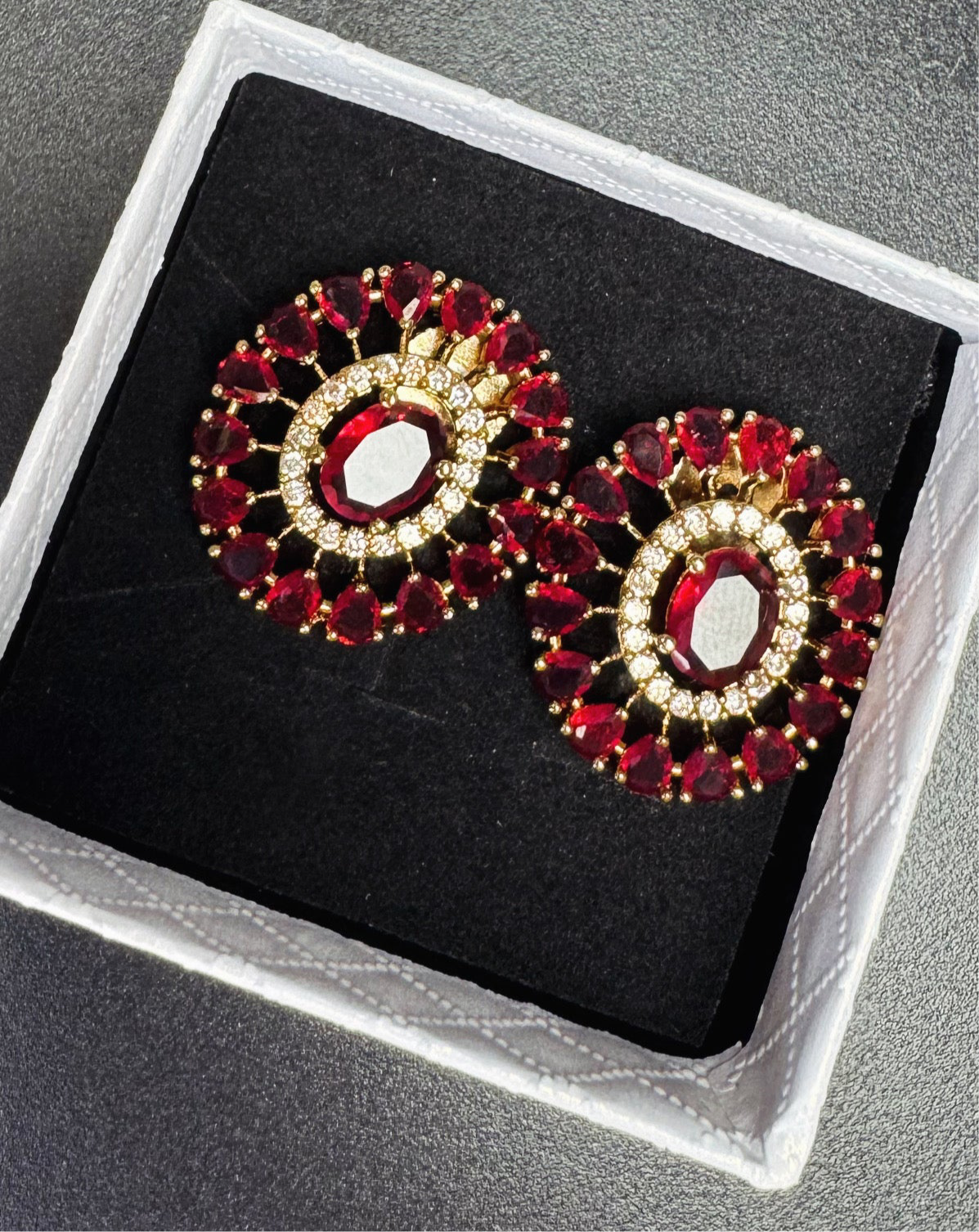 Red & Golden Earrings Studs