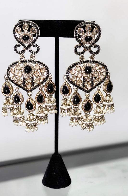Black & Gold Hanging Style Earrings