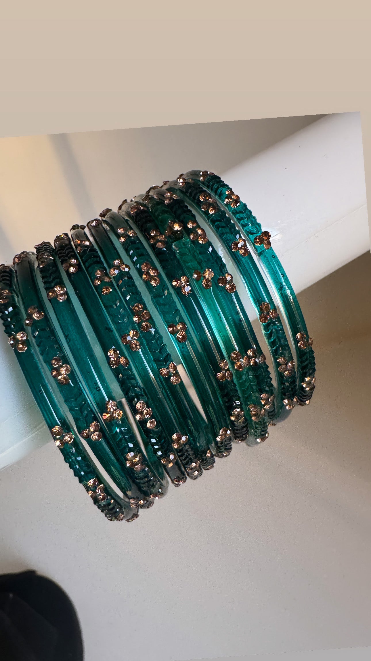 Teal Colored Glass Bangles