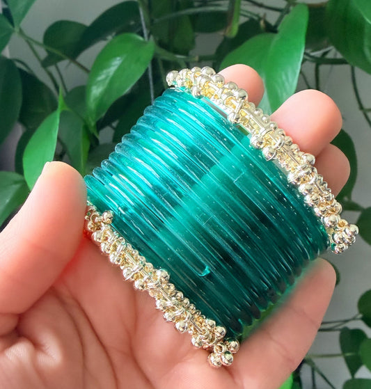 Ayesha Jelly Bangle Set with Golden Ghungroo Bangles