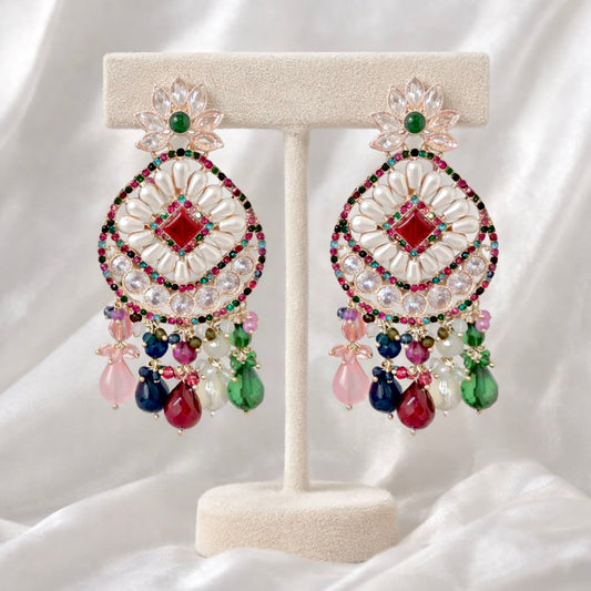 Victoria Pearl and Multi Color Earrings