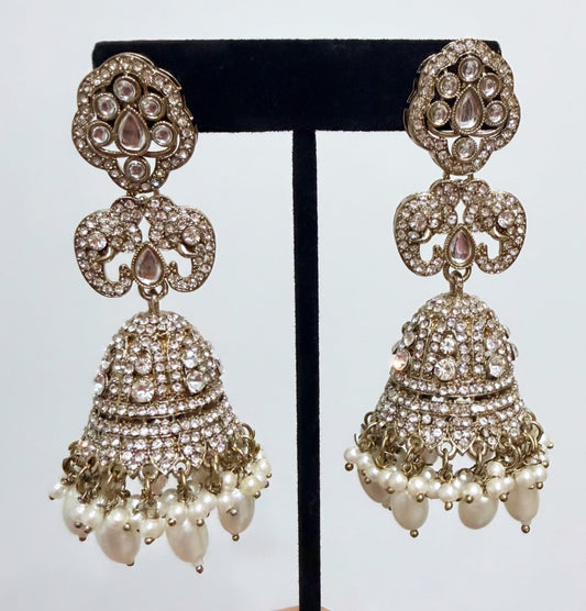 Kundan Pearl Jhumkis