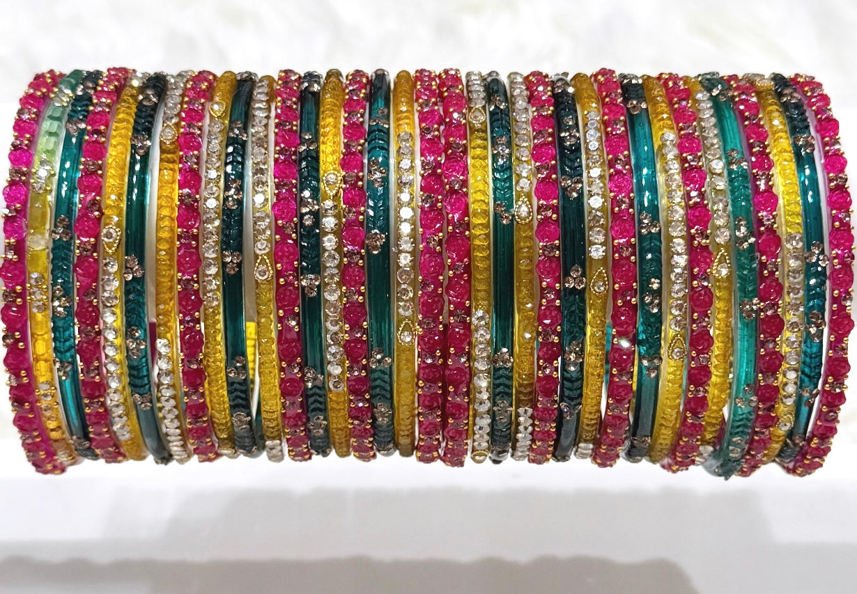 Multi Colored Glass Bangle Set
