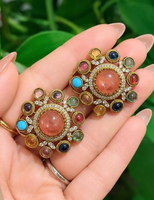 Sabyasachi Inspired Semi Precious Stonework Premium Studs