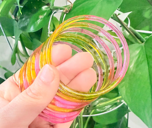 Sophia Glossy Glass Bangle Set