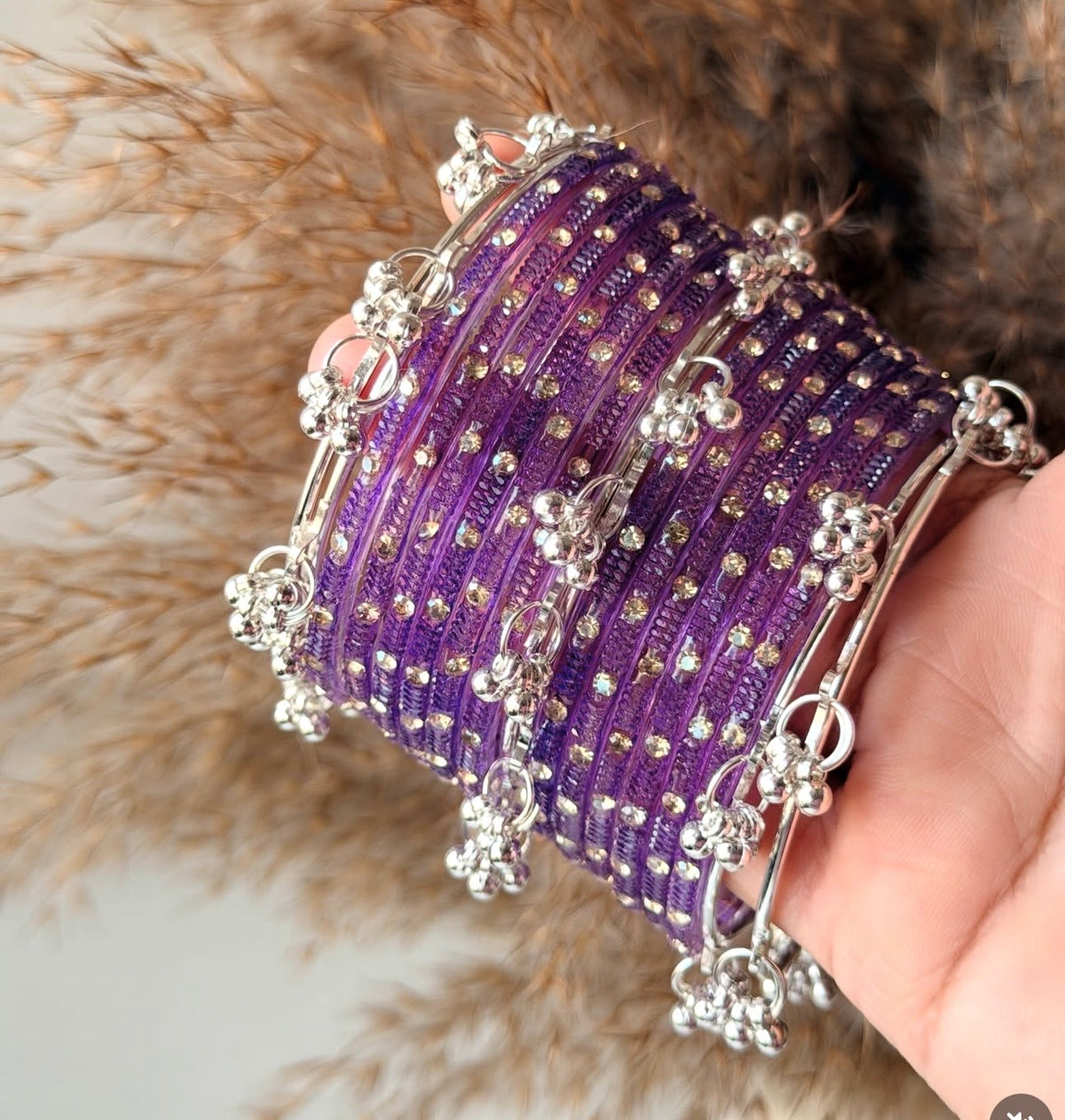 Sophia Glass Bangle Set with Kashmiri Bangles